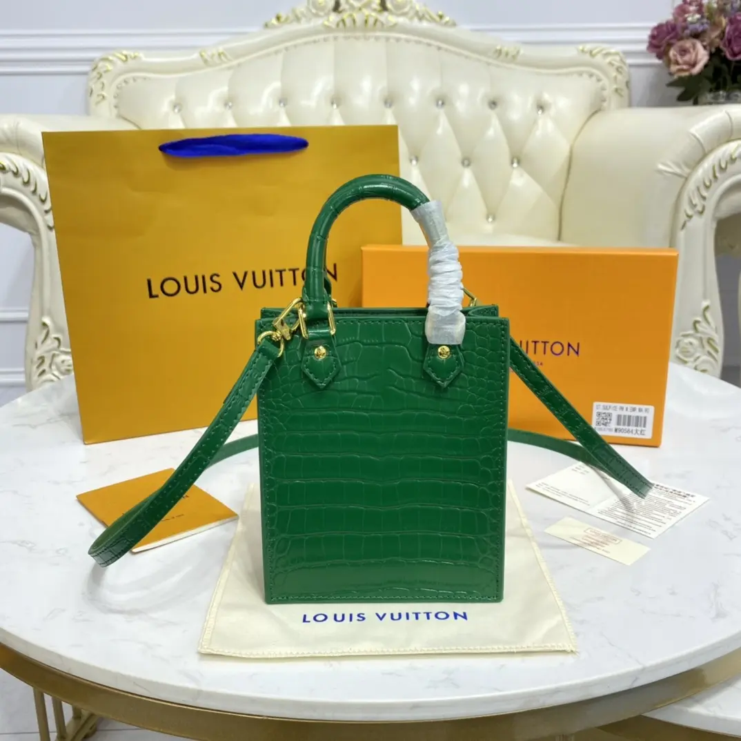 Brilliant Alligator leather Petit Sac Plat Bag-Green N99487-Green