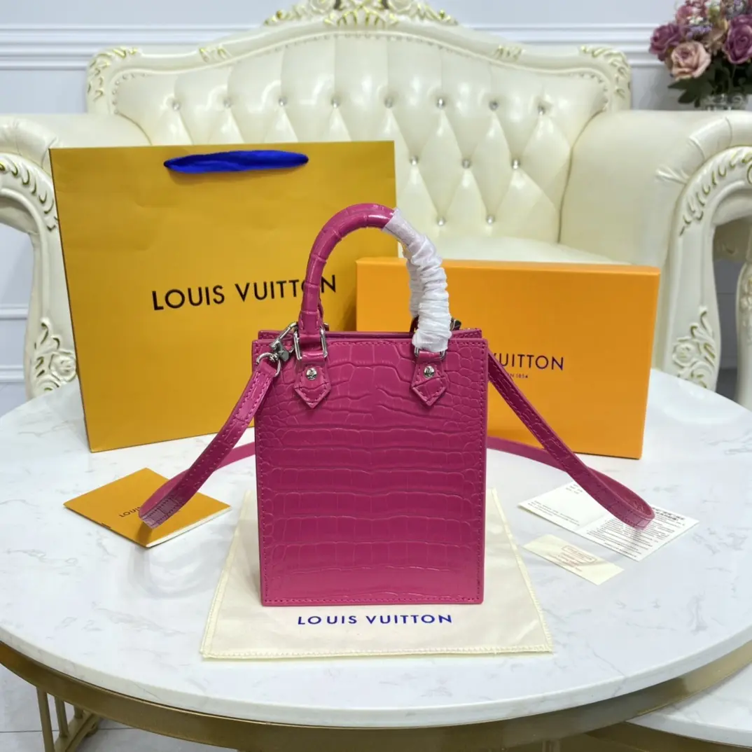 Brilliant Alligator leather Petit Sac Plat Bag-Pink N99487-Pink