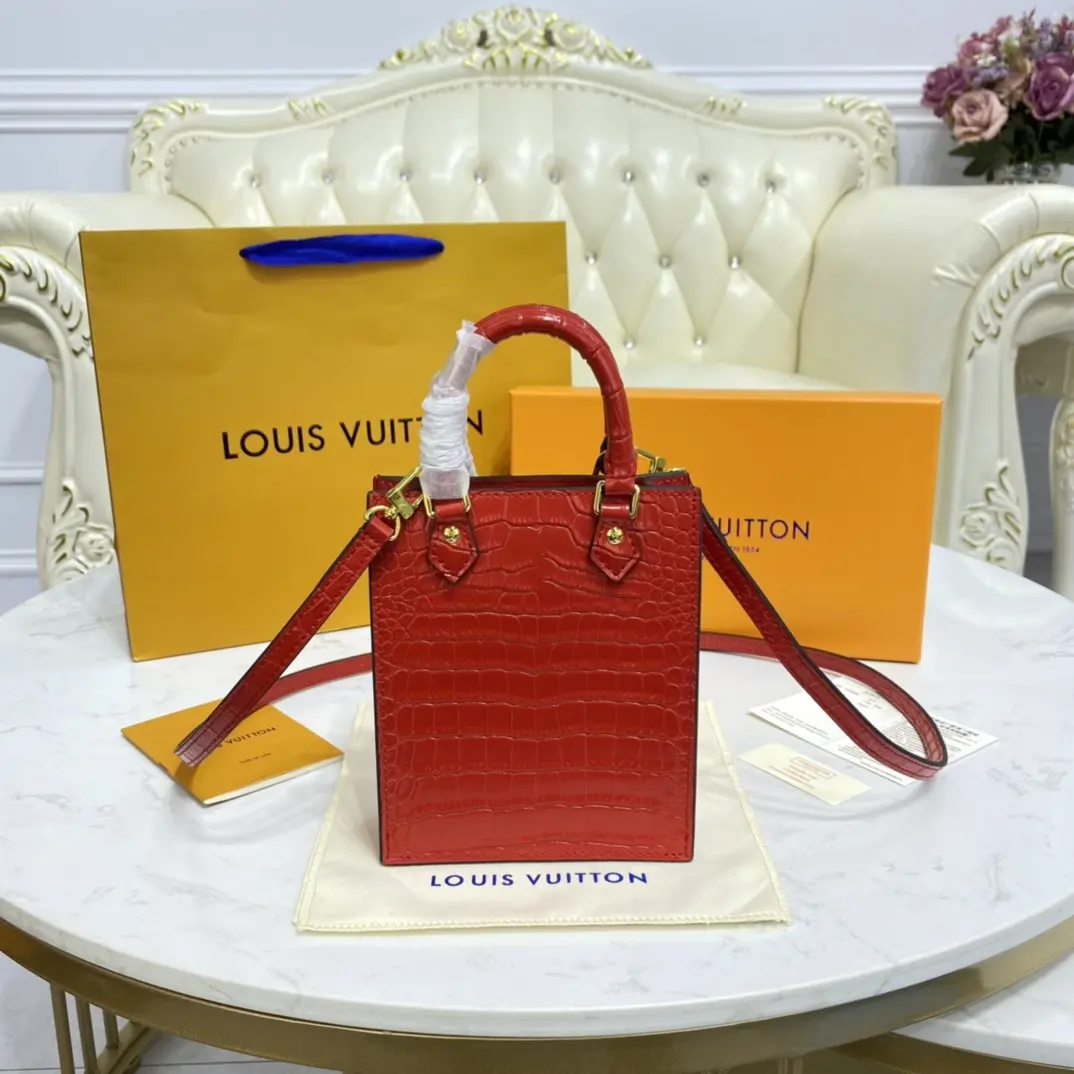 Brilliant Alligator leather Petit Sac Plat Bag-Red N99487-Red