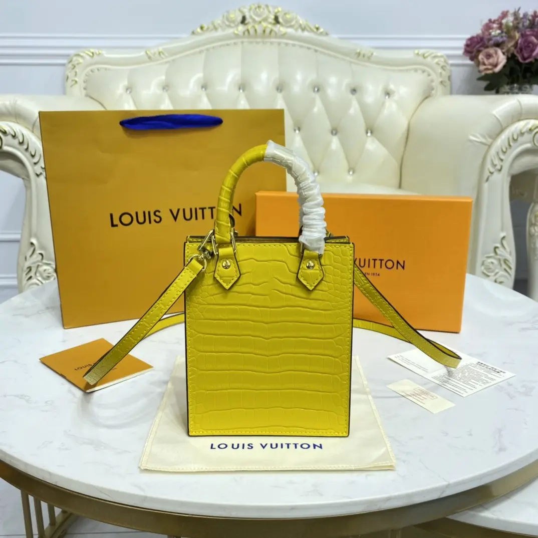 Brilliant Alligator leather Petit Sac Plat Bag-Yellow N99487-Yellow