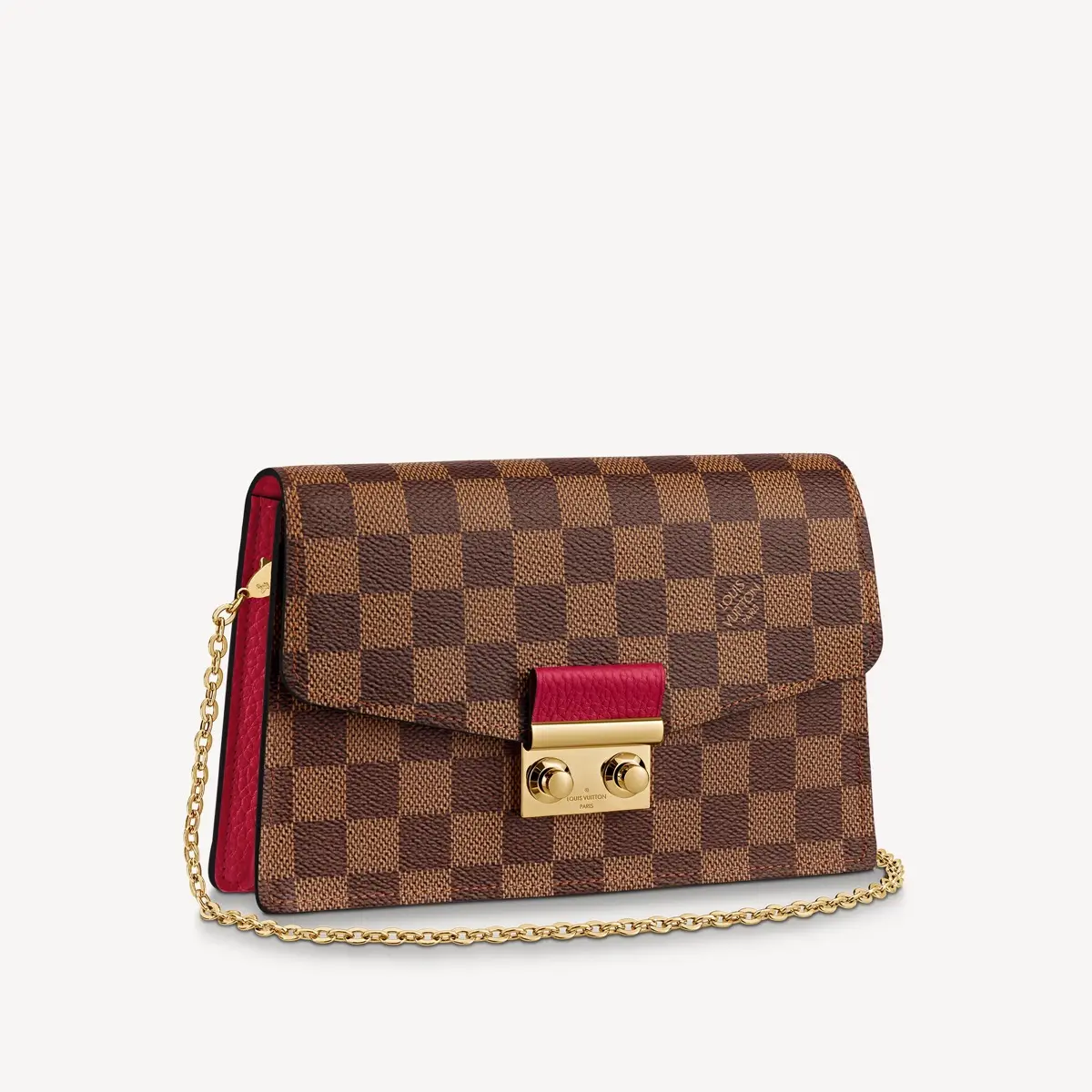 Damier Ebene Croisette Chain Wallet-Red N60288