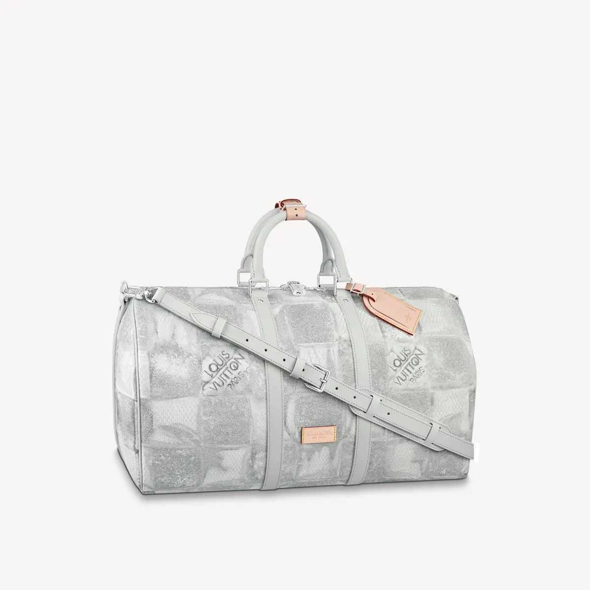 Damier Salt Canvas Keepall Bandouliere 50-Stone Gray N50069