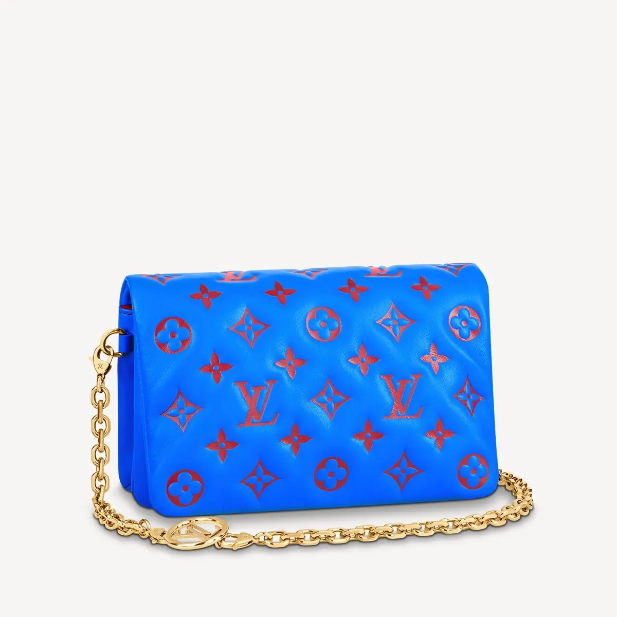 Embossed Lambskin Pochette Coussin-Blue/Red M80743