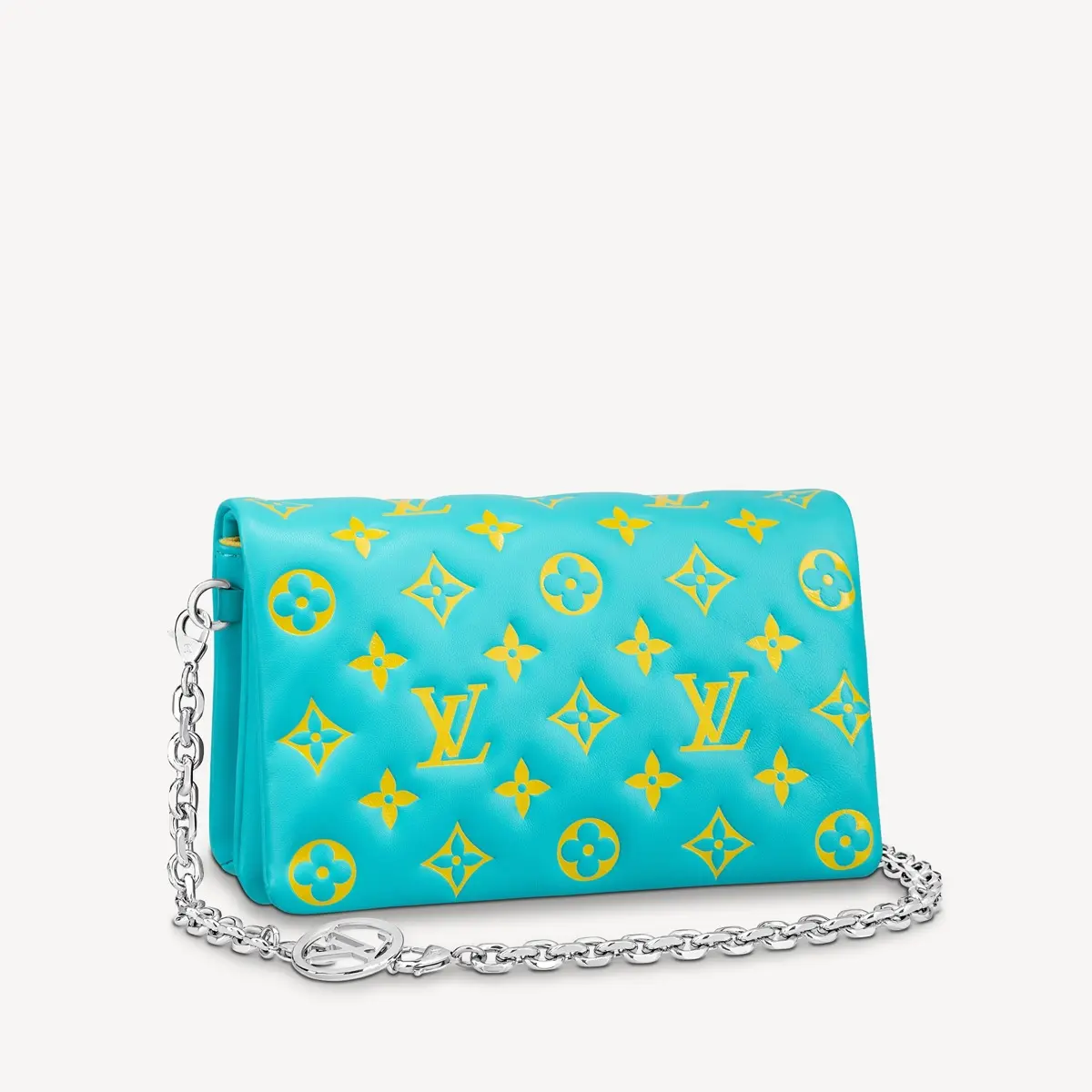 Embossed Lambskin Pochette Coussin-Mint Green/Yellow M80744