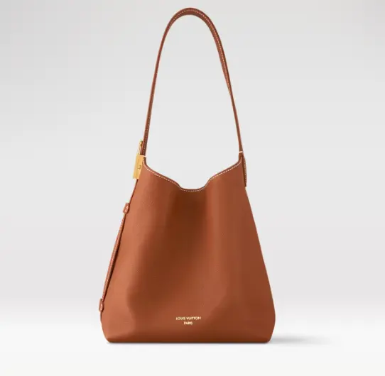 Leather Low Key Hobo PM bag-Brown M25354