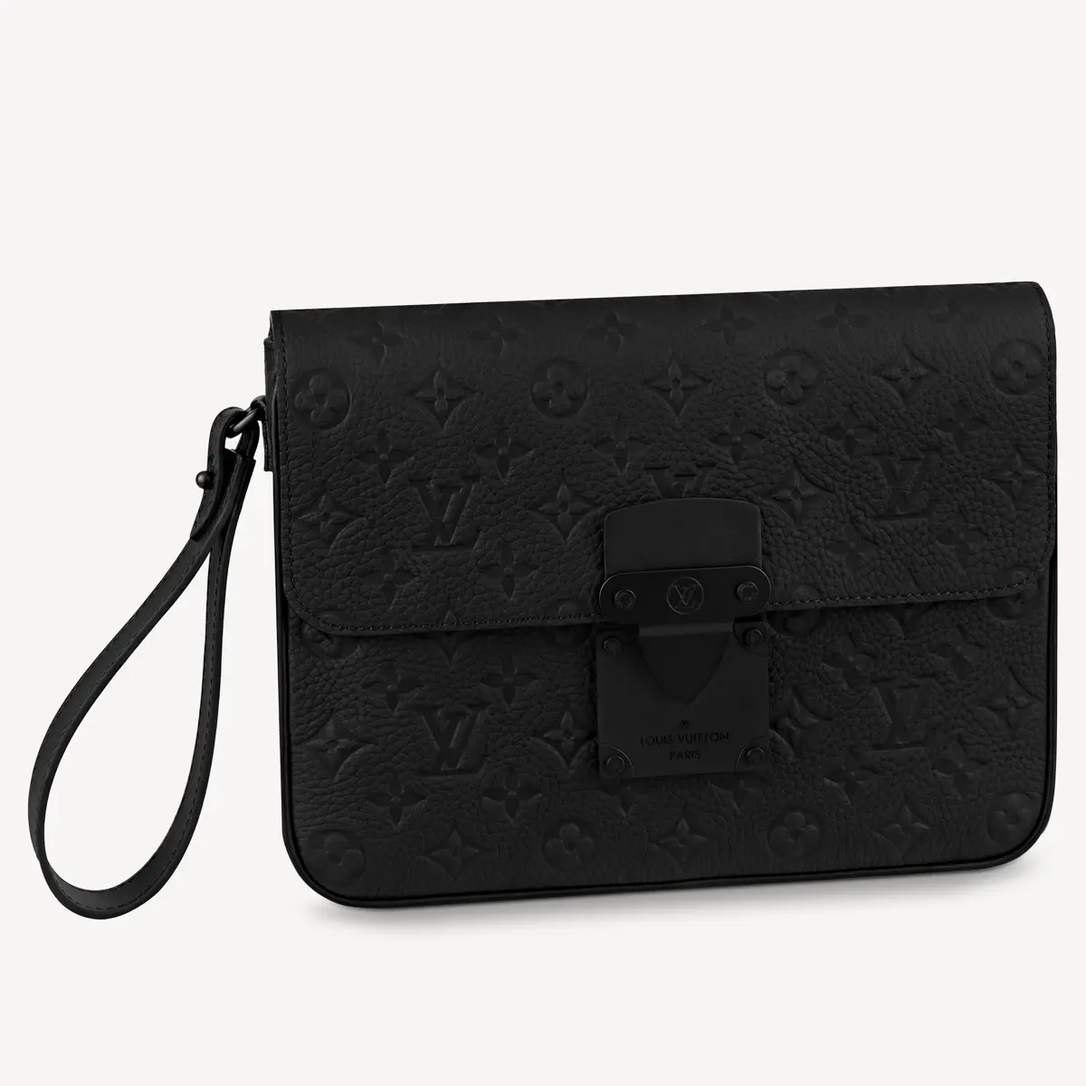 Monogram Embossed Taurillon Leather S Lock A4 Pouch-Black M80582