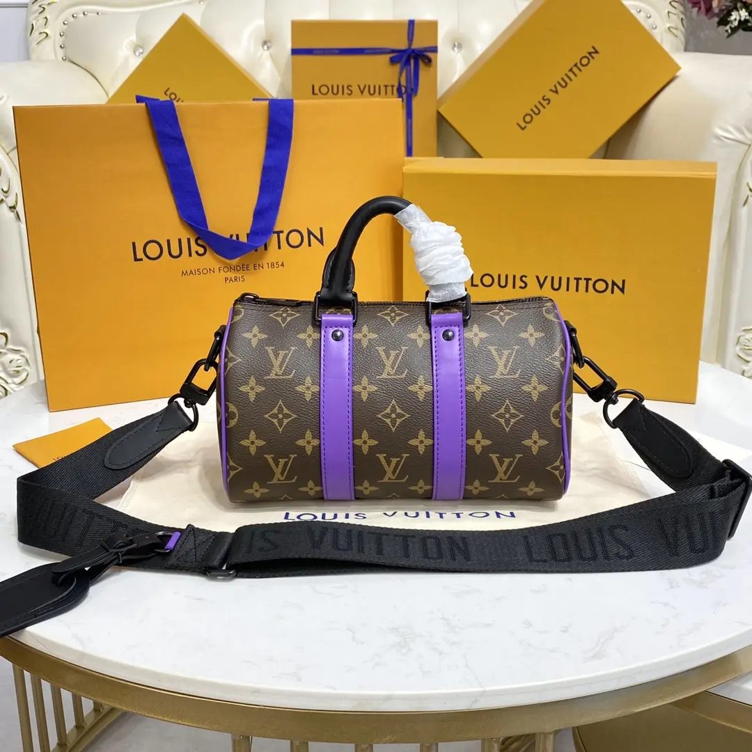 Monogram Macassar KEEPALL BANDOULIeRE 25-Purple M46249-Purple