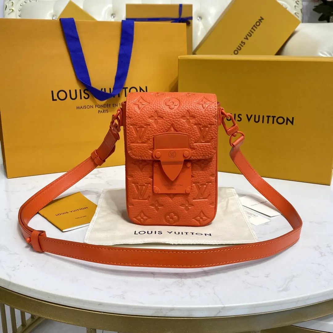 Taurillon Monogram S-Lock Vertical Wearable Wallet-Orange M81525-Orange